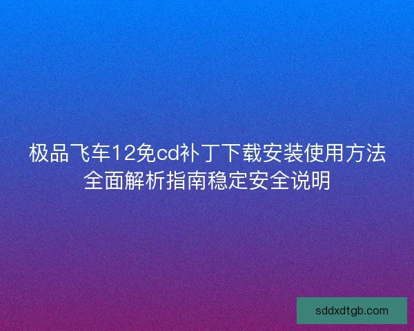 极品飞车12免cd补丁下载安装使用方法全面解析指南稳定安全说明
